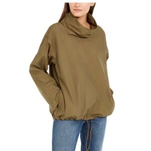 EILEEN FISHER Olive Green Cowl Neck Pullover anorak organic windbreaker Jacket L